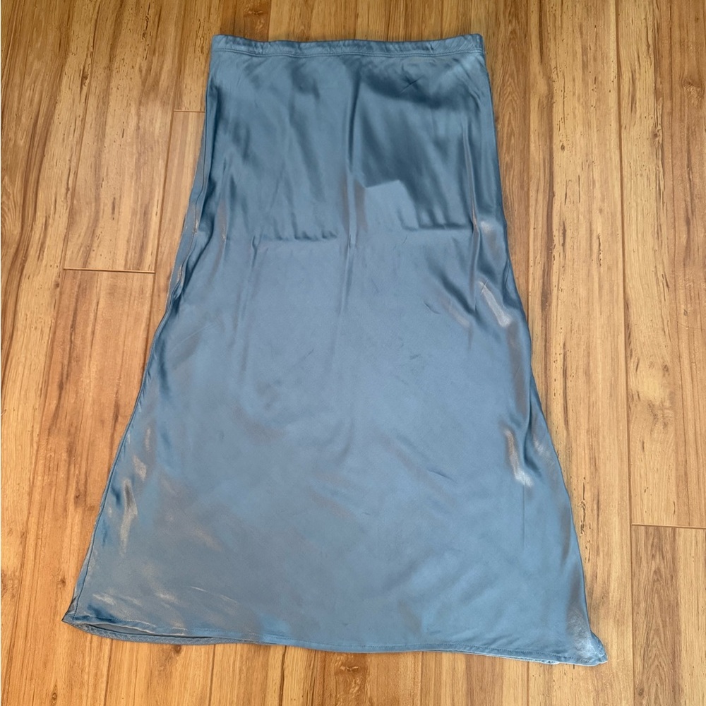 NEW LA Made Satin Midi Skirt in Quarry